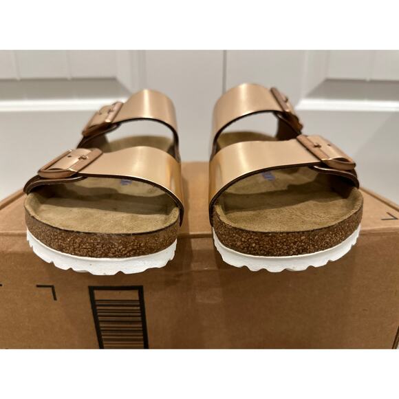 Birkenstock Arizona Soft Footbed Sandal Copper Leather Size 39 EU 8 L 6 M NWOB - Picture 6 of 12